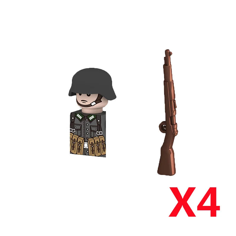 Military WWII Figure Building Blocks Accessories MP40 Rocket Launcher MG42 Officer Army Camouflage Soldier Pzf 98K Toy Gift N029.