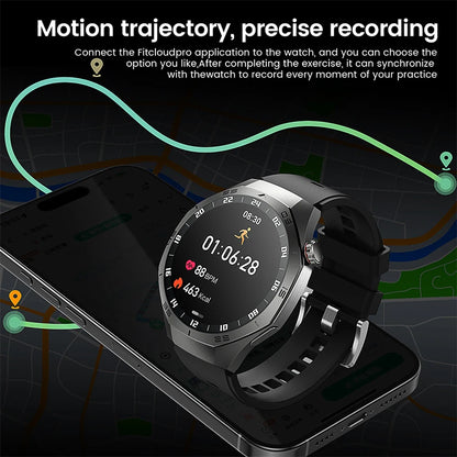 2025New For Android and ios Smart Watch Men AMOLED Screen GPS Motion trajectory Heart Rate Bluetooth Calls SmartWatch Waterproof.