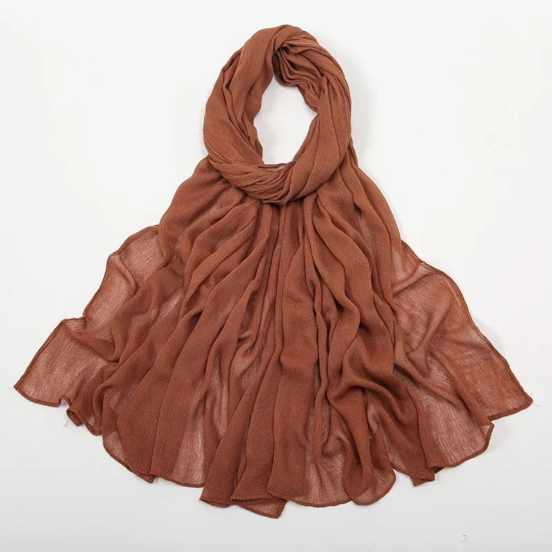 New Crinkle Rayon Hijab Muslim Scarf Women Solid Shawl Big Size Headscarf Islamic Turban Plain Foulard Headband Wrap