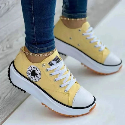 Shoes for Women Classic White Canvas Sneakers Fashion Platform Women Casual shoes High Quality Lace-Up Feamle Tennis Shoes 35-43