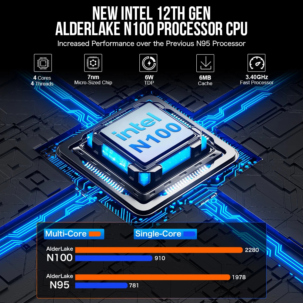 GMKtec G2 Mini PC Windows 11 Pro Intel 12th Gen Alder Lake N100 Mini PC DDR5 12GB RAM 512GB ROM WiFi 6 BT5.2 Desktop Computer.