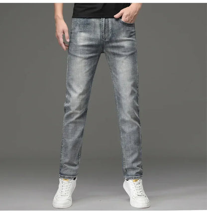 Csmor Lee Men's Jean Autumn Winter Loose-fit Straight-leg Trendy Pants Casual Denim Trousers Men Classic Stretch Jeans Fashion.