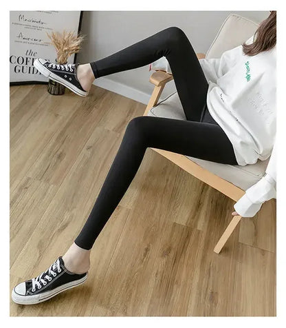 Hoch taillierte, dünne Leggings aus Modal-Baumwolle, Übergröße, Sicherheitshose, elastische Oberbekleidung, Leggings mit mittlerer Taille für Damen