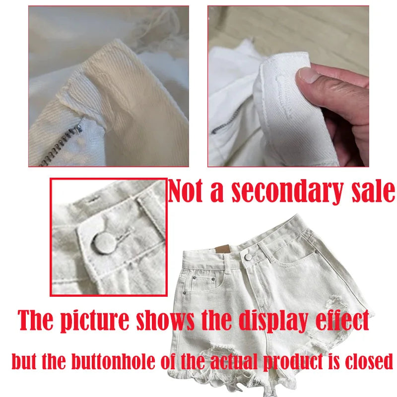 Korean Denim Holes Shorts For Women  Fashion High WaistWide Leg Short Jeans Female Designer Casual Street Short 2025 New Trend.