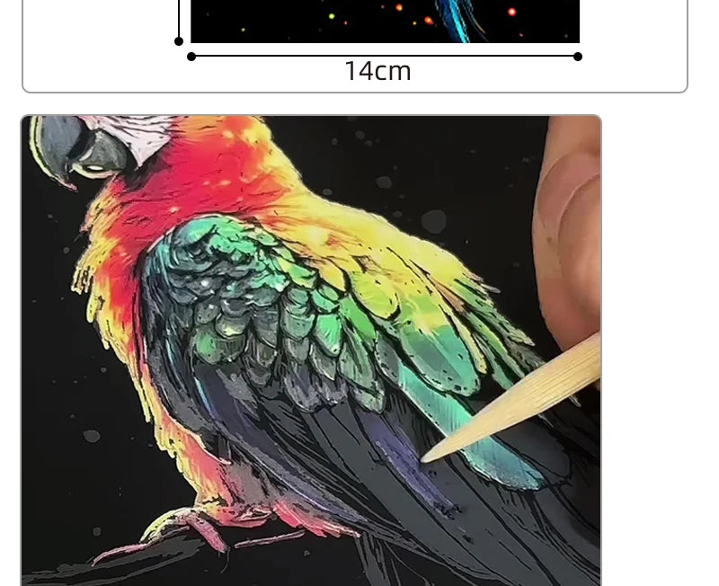 4PCS Glow in Dark Scratch Paper Animals Cards Magic Painting Art with Stylus Stress Relief Drawing Toy DIY Craft Kids Adult Gift.