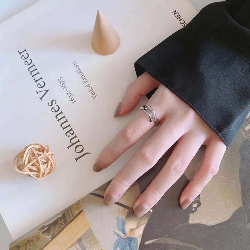 925 Sterling Silver Brambles Rattan Aesthetic Rings For Women Wedding Engagement Jewelry Accessories  GaaBou.