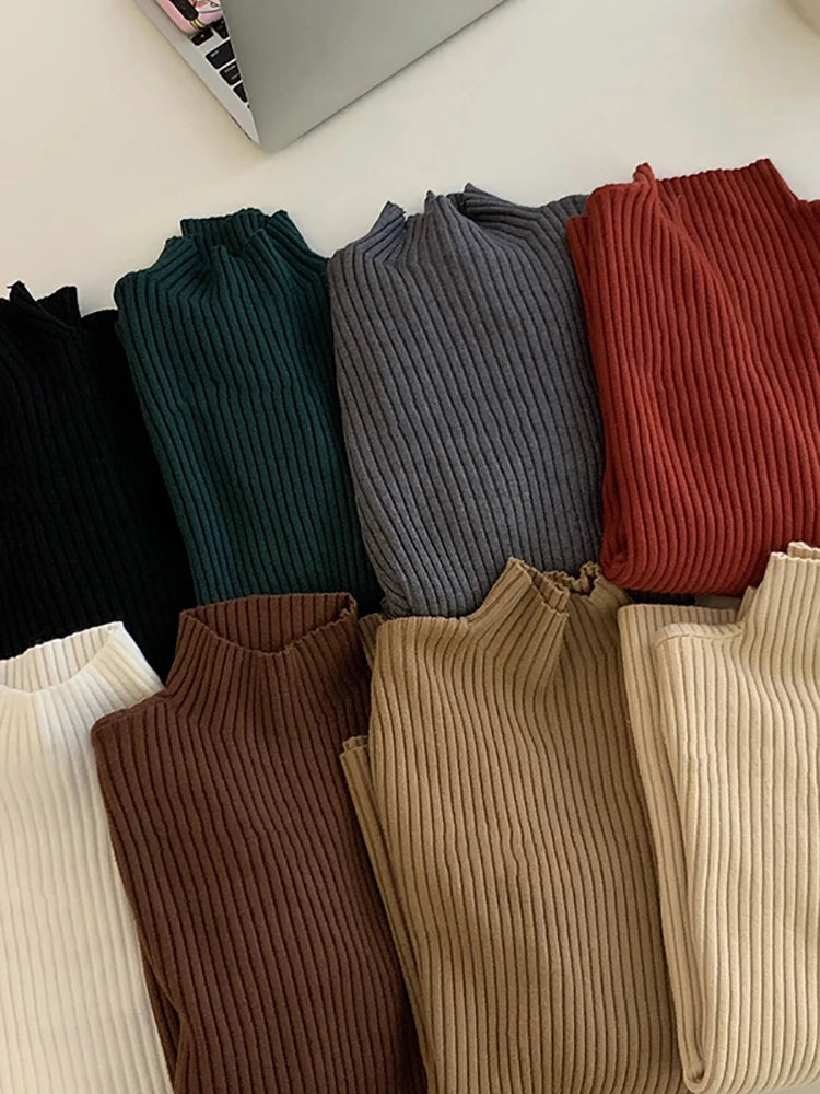 2026 chic Herbst winter Pullover Pullover Frauen Langarm casual rollkragen warme grundlegende Pullover stricken Jumper top.