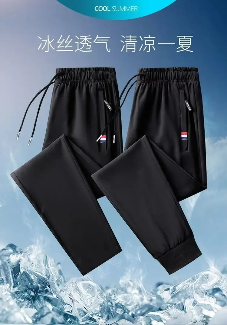 Men's Quick Dry Loose Fit Breathable Summer Lightweight Casual Pants Korean Style Elastic Sweatpants For Men.