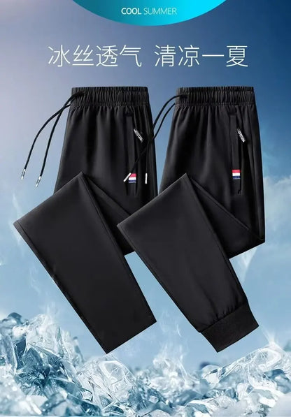 Men's Quick Dry Loose Fit Breathable Summer Lightweight Casual Pants Korean Style Elastic Sweatpants For Men.