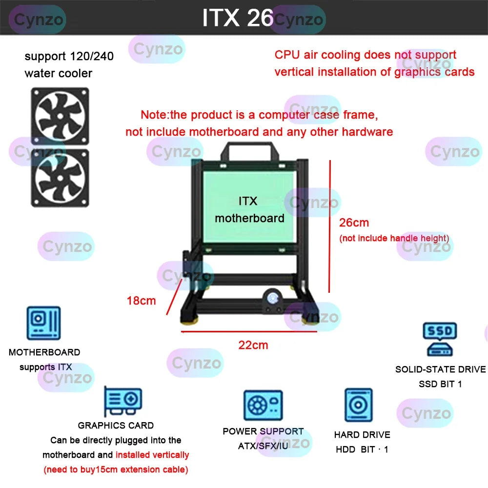 DIY  Gamer Cabinet ITX MATX ATX Open Computer Case Frame Aluminum Alloy Desktop Portable PC Rack DIY Personalized Chassis.