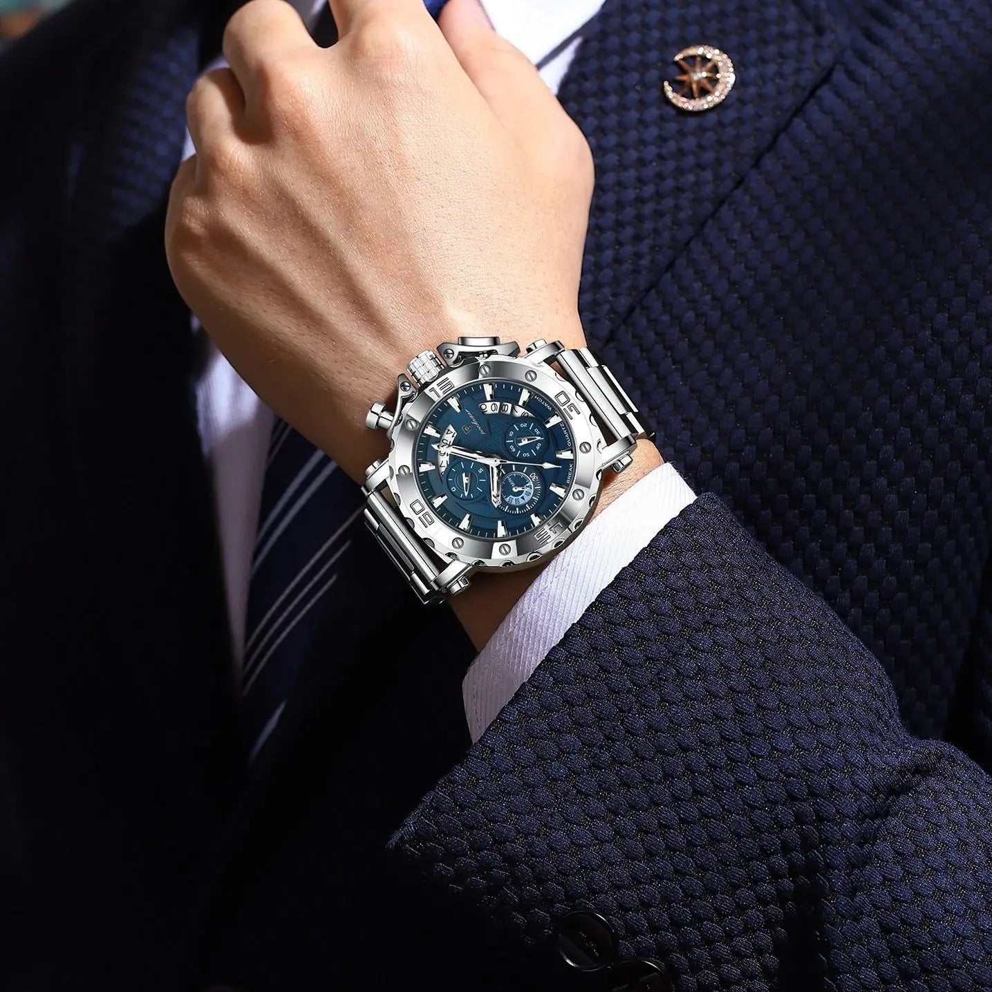 POEDAGAR Luxury Watch For Men Calendar Luminous Waterproof Man Clock Male Chronograph Stainless Steel Men's Quartz Watches Reloj.