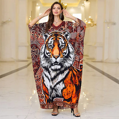 Frauen bestickte lange Kaftane Plus Size Kaftan Kleider Strand Badeanzug Cover Up Moomoo Kleid marokkanische Robe