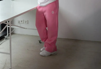 High Street Harajuku Embroidered Sweatpants Men European and American Trendy Streetwear Trousers Women Straight Casual Pants.