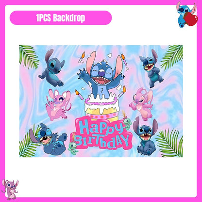 Disney Lilo und Stitch Party Dekoration Geschirr rosa Stitch alles Gute zum Geburtstag Party Thema liefert Ballon Hintergrund Tasse Teller