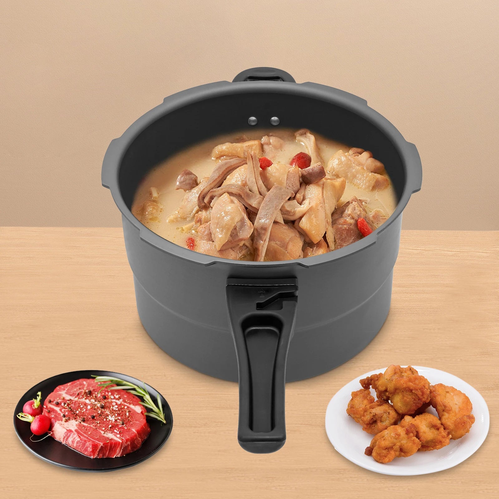 7L 24CM 80Kpa Ultra Wear-Resistant Medium Ratio Double Bottom Pressure Cooker Aluminum Alloy Pressure Cooker For Cooking Stewing.