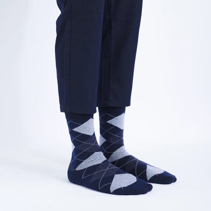 5 Pairs Mens Dress Socks Plus large Size，High Quality Combed Cotton Crew Socks，Black Cool Argyle Breathable Casual Socks for men.