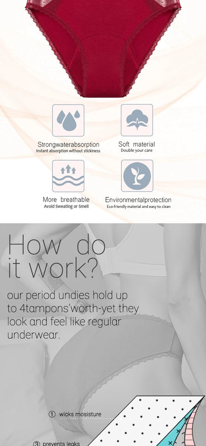 2pcs plus size Menstrual Panties 4 Layers Leak-proof Physiological Period Underwear Briefs Breathable Pants For Women.
