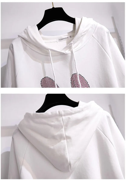 175Kg Plus Größe frauen Fehlschlag 170 Herbst Winter Neue Lose Fleece Cartoon Mit Kapuze Sweatshirt Schwarz Weiß 6XL 7XL 8XL 9XL 10XL 11XL.