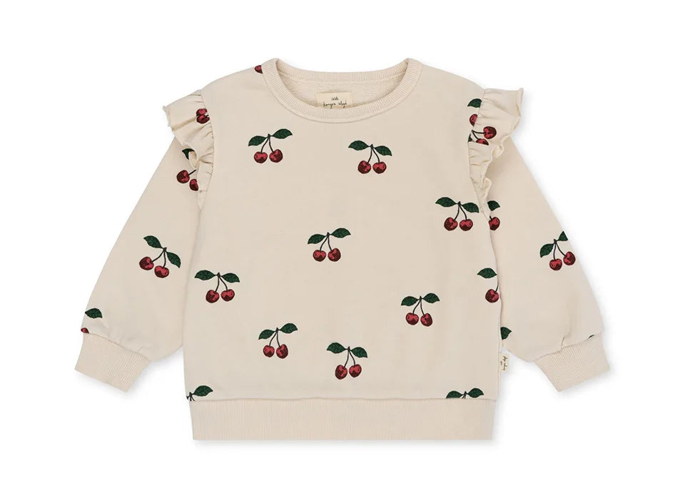 Konges Slojd AW Baby Girls Sweatshirts + Pants 2 Pcs Sets Lambswool Cherry Jackets Kids Clothes Girls Print Dresses Coats 1-9Yrs.