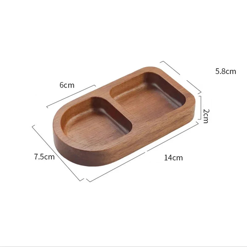 Solid Wood Rectangle Tray 2/3 Grid Condiment Plate Breakfast Sushi Bread Dessert Sauce Plate Kitchen Dinner Seasoning Dish.