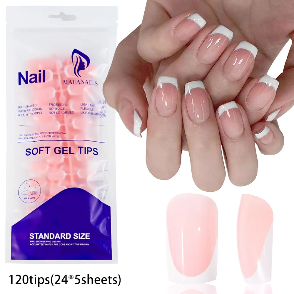 120pcs Pink Ombre Medium Coffin Press On Nails Glossy Handmade Acrylic Fake Nails Tips Gradient Design Artificial False Nails.