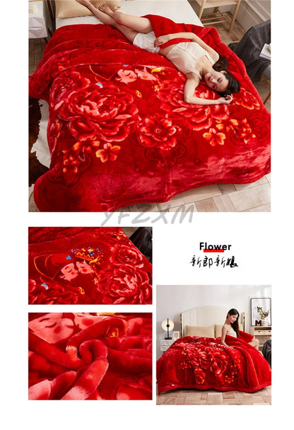 New Warm Weighted Blankets for Beds High End Thicken Warmth Raschel Blanket for Winter Autumn Double Side Plush Comforter Quilt