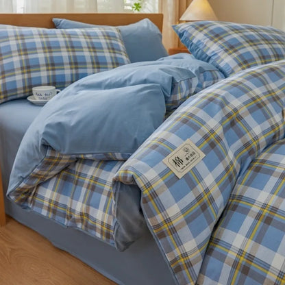 2025 new solid color matching pure cotton quilt cover bed four-piece set student dormitory 3-piece set available in all seasons