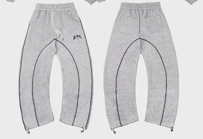 High street hip hop fashion new Y2k men clothing set retro trend casual sportswear personality pattern design loose sweatpants.