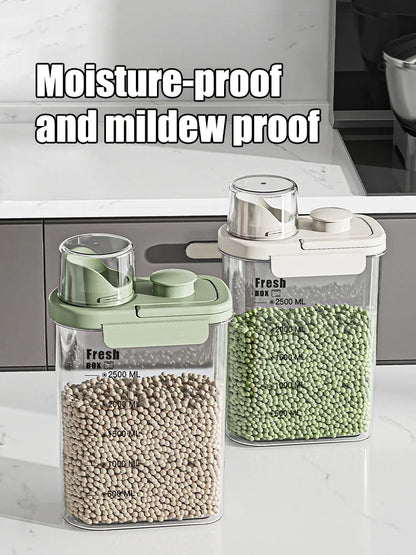 1600ml Rice Bucket Flour Container, Sealed Anti-Insect Storage Jar, Kitchen Grain Storage Box, Moisture-Proof Food Storage Bin.