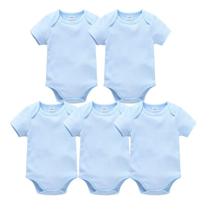 2025 Sommer Unisex Baby Body 0-24 Monate Kurzarm 100 % Baumwolle Weiß Schwarz Grau Design Säuglingskleidung.