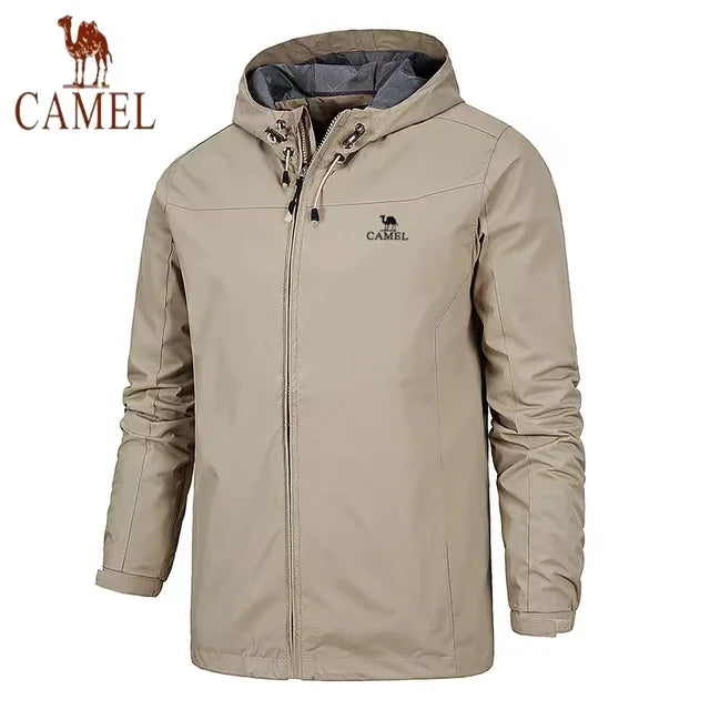 New European and American men's spring and autumn outdoor windproof and waterproof mountaineering quality windbreaker hooded jac.