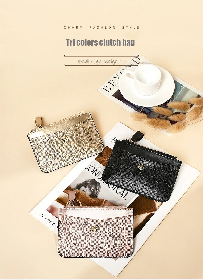 FOXER Split Leather Women's Card Holder Wallet Fashion Anti-theft Thin Wallet Mini Clutch Bag Ladies Short Coin Wallet Purse.