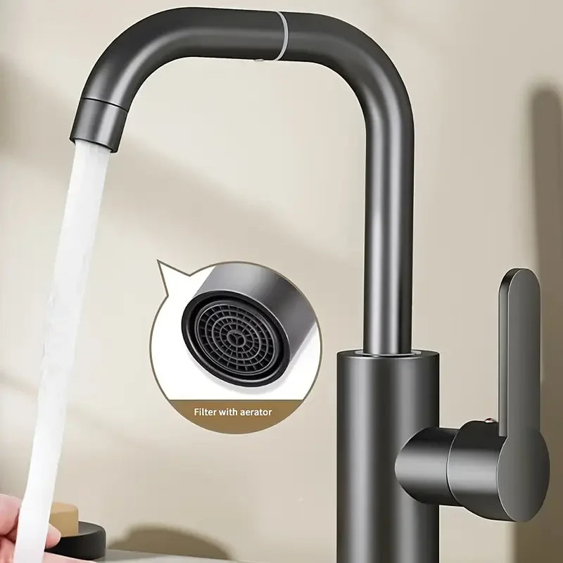 720° Swivel Spout Dual Use Kitchen Bathroom Faucet 360° Swivel Metal Finish Valve Core High Arc Spout Bathroom Accessories