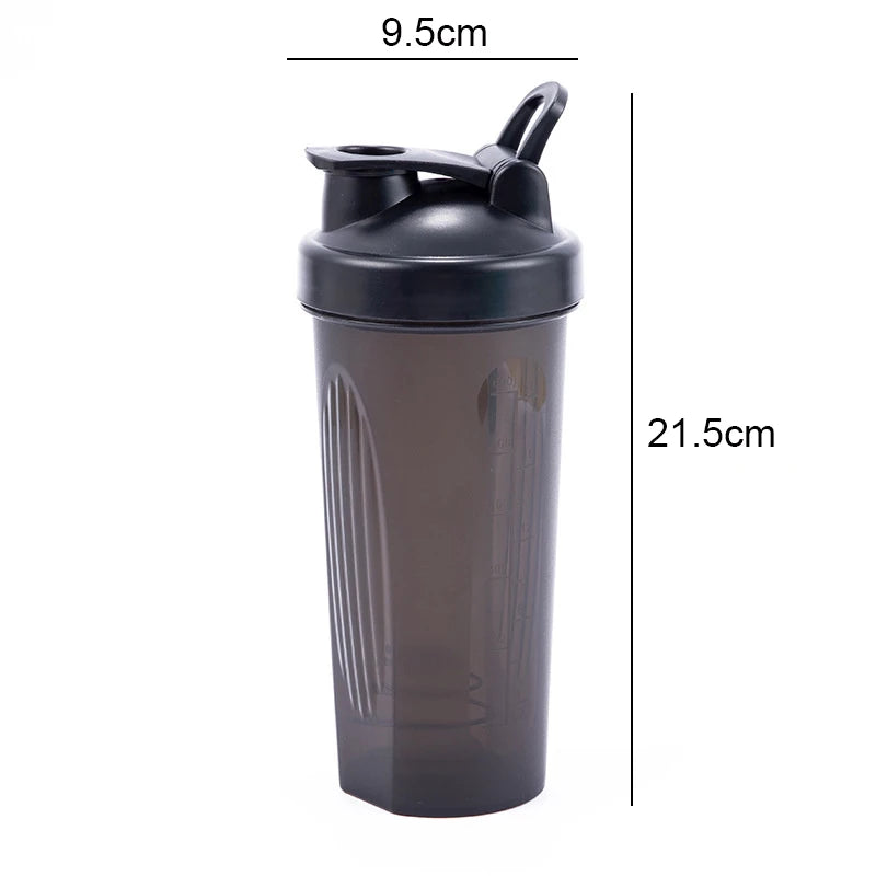 600ml Portable Protein Powder Shaker Bottle Leak Proof Water Bottle for Gym Fitness Training Sport Shaker Mixing Cup with Scale.