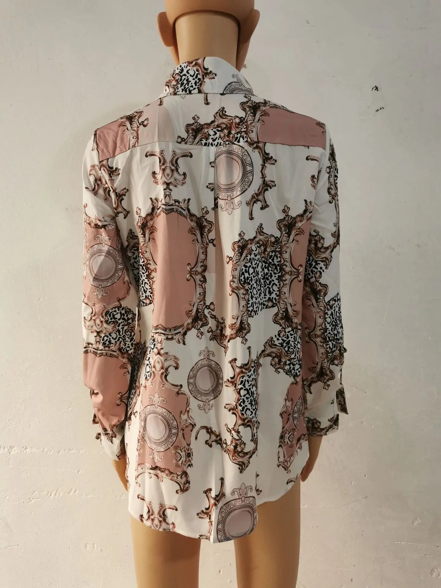 Blue Women's Long-sleeved Shirt, Single-breasted Collar Commuter Shirts, White and Black Slim-fit Top.