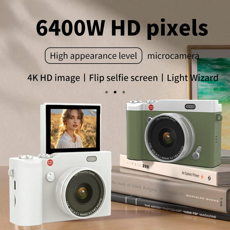 CCD Retro Video Recorder 4K Digital Camera 2.4 Inch 16X Digital Zoom 180° Flip Screen Selfile Compact Digital Photography Camera.