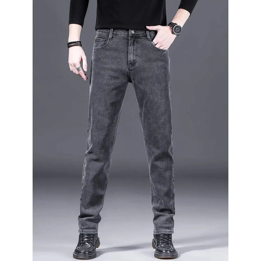 High-End Fashionable Men's Straight Leg Casual Jeans Trendy Loose Fit Autumn Winter New Arrival Versatile Long Trousers.