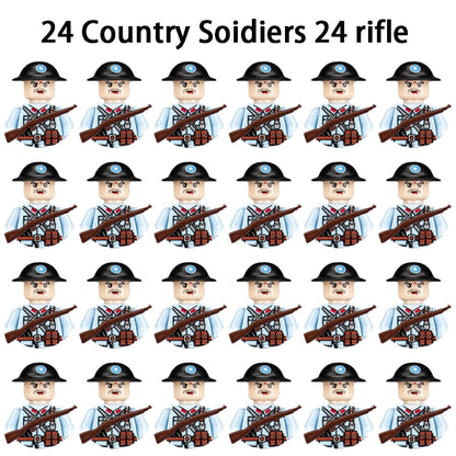 WWII Infantry Military Soldier War National Army Mini Gun Weapon Models Building Blocks Building Blocks Toys for Kids