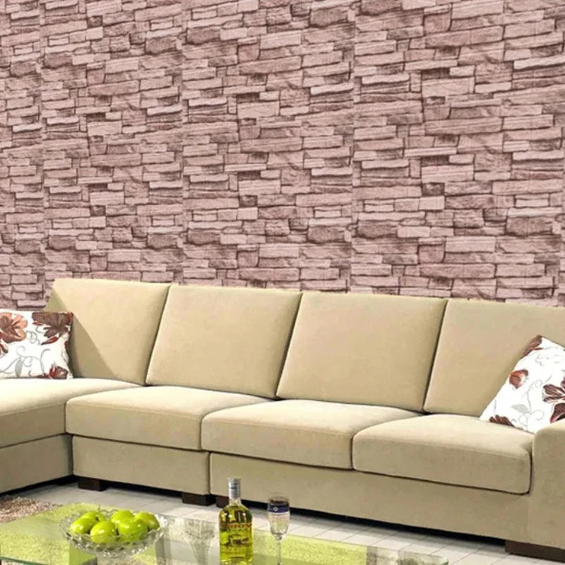 Self Adhesive PVC Waterproof Wallpaper For Home Decoration Peel and Stick 3D Foam Faux Brick Pattern Wall Stickers 70cmx2m