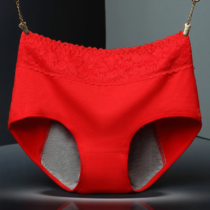 1pcs Cotton Womens Mid Waist Leak Proof Menstrual Panties Females Lace Widen Period Physiological Briefs Ventilate Comfort Panty.