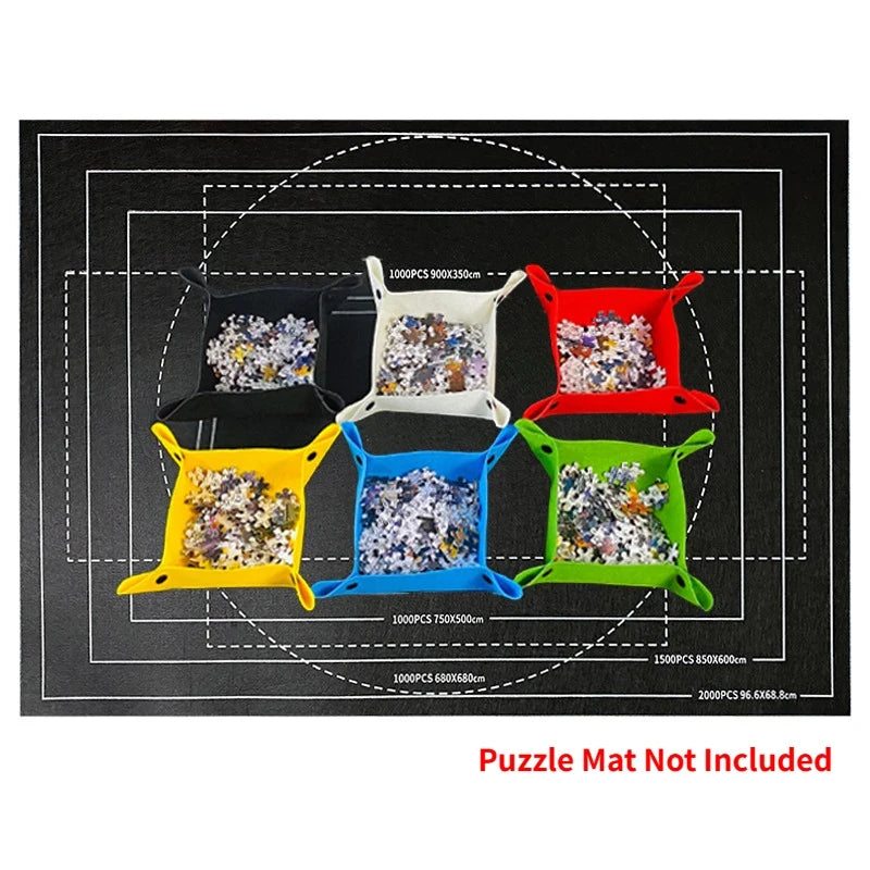 6 Colors Jigsaw Puzzle Disk Set 1000 Pieces Plus Portable Multifunctional Pad Storage Partition Tray for Kids and Adults.