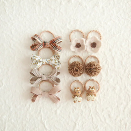 10Pcs/Lot, Elastic Hair Bow Clips for Children, Children's Headwear Hair Accessories for girls, Cute Hair ties, Lovely Hair Rope