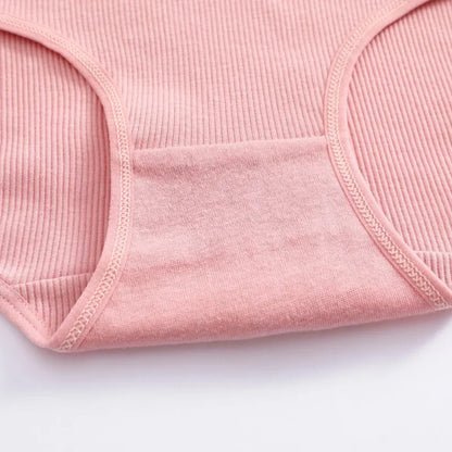 7Pcs Women's Cotton Panties Solid Color Plus Size Briefs Female Mid Waist High Elastic Underwear Cozy Breathable Lingerie S-2XL