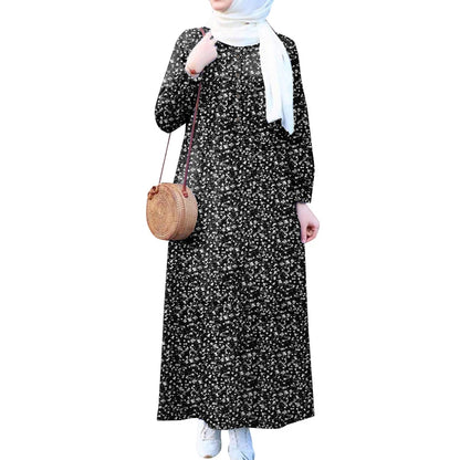 ZANZEA Islamic Women Floral Print Maxi Dress Long Sleeve Loose Casual Abaya Robes 2025 Spring Muslim Hijab O Neck Kaftan Dresses.