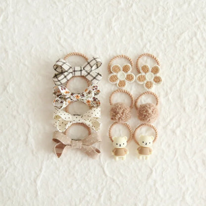 10Pcs/Lot, Elastic Hair Bow Clips for Children, Children's Headwear Hair Accessories for girls, Cute Hair ties, Lovely Hair Rope.