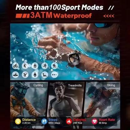 2025 New Outdoors Sports Military GPS Smart Watch 3ATM Waterproof Built-in Dual-Band GPS Compass Altimeter Swimming Smartwatches.