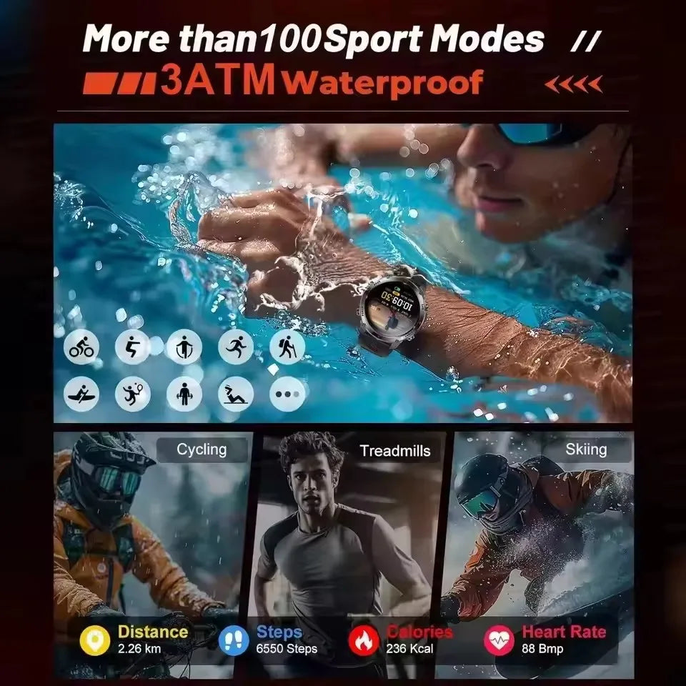 Outdoor Military GPS Smartwatch For Men Build in Dual Band GNSS Compass Altitude 3ATM Waterproof Swimming Smart Watch Women 2025.