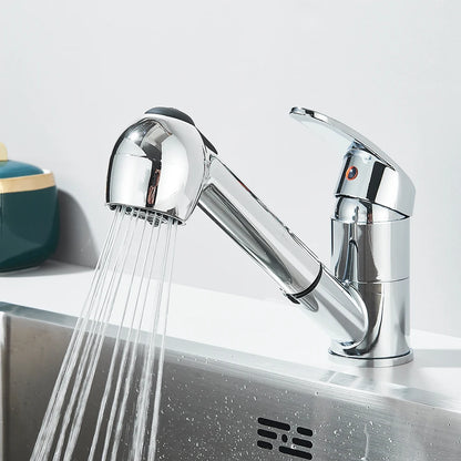 Kitchen Faucets Chrome Deck Mount Bathroom Basin Faucets Single Handle Single Hole Hot and Cold Water