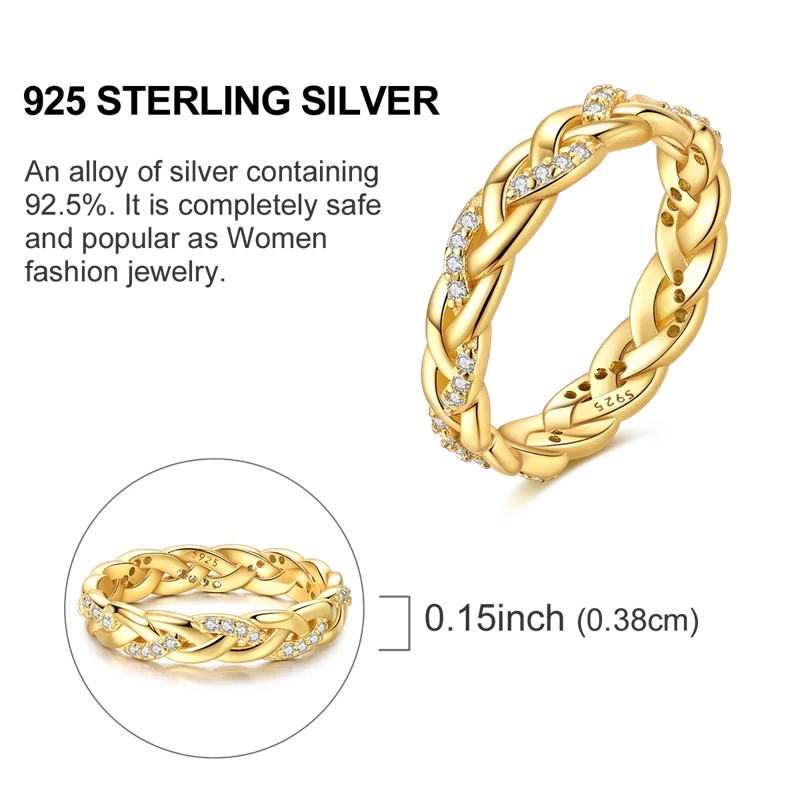 925 Sterling Silver Rings Gold Color Sparking Popular LOVE Wedding Ring Certified Women Engagement Jewelry Anniversary Gifts.