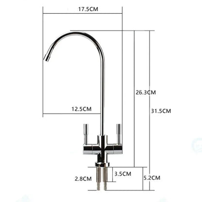 Stainless Steel Double Outlet Faucet Set Water purifier Tap Kitchen RO Faucet Double Inlet And Outlet tap 1/4 Inch Connect Hose